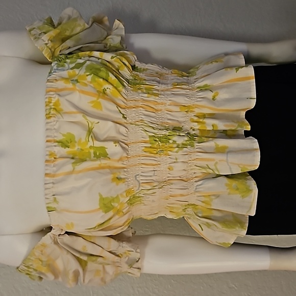 THE CURATED CURVY Puff Sleeve Smock Off Shoulder Colonial Castlecore Crop Top - Picture 6 of 8